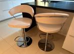 Lot de 2 tabourets élégants en cuir blanc, 2 tabourets, Enlèvement, Comme neuf, Cuir