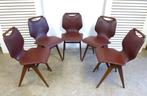 Prachtige set van 5 vintage retro stoelen, Gebruikt, Vijf, Zes of meer stoelen, Retro vintage mid century, Rood