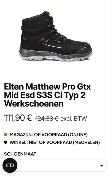 Chaussures de sécurité Elten taille 42, Enlèvement ou Envoi, Comme neuf