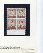 Belg. postzegels 1958 1068A blokje van 4 !, Koninklijk huis, Ophalen of Verzenden, Orginele gom, Zonder stempel