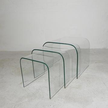 Set van 3 glazen tafels door Angelo Cortesi voor Fiam beschikbaar voor biedingen