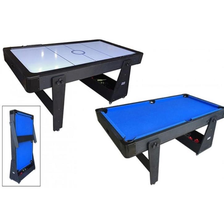 TopTable Twist 2in1 Max Airhockey/Pooltafel Zwart/Wit 6FT, Sports & Fitness, Billards & Billards américains, Utilisé, Table de billard