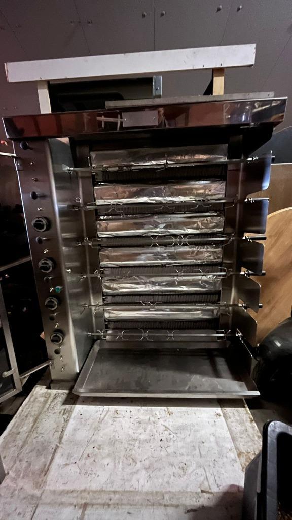 Professionele kippengrill – 6 spiezen – RVS - gas, Tuin en Terras, Gasbarbecues, Gebruikt, Ophalen