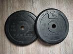 2 x 10kg Domyos halterschijven met rubber. (20kg), Sport en Fitness, Fitnessmaterialen, Ophalen, Gebruikt, Benen, Halterschijven