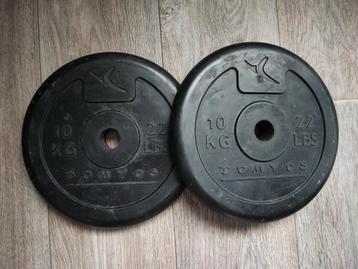 2 x 10kg Domyos halterschijven met rubber. (20kg)  beschikbaar voor biedingen