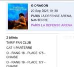 G-Dragon - Parijs - 20 sept - 2 tickets, Tickets en Kaartjes, Concerten | Overige