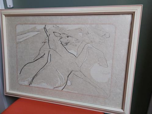 Zeefdruk van Octave Landuyt paarden, Antiek en Kunst, Kunst | Litho's en Zeefdrukken, Ophalen of Verzenden