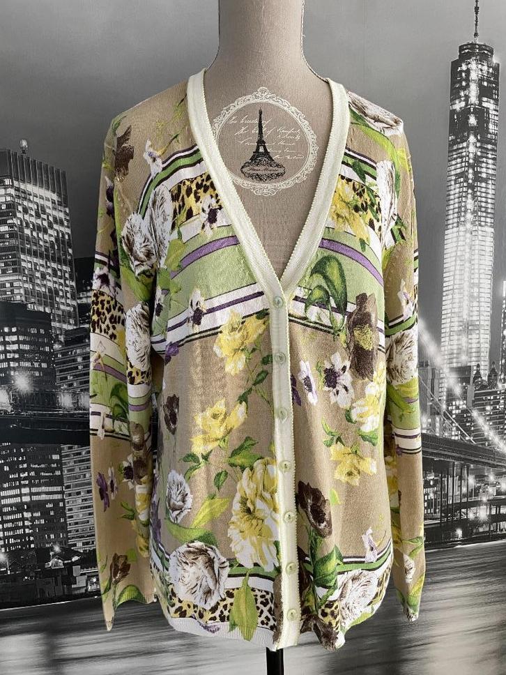 Cardigan trui vest veelkleurig - merk Jobis - 42/44, Kleding | Dames, Truien en Vesten, Zo goed als nieuw, Maat 42/44 (L), Roze