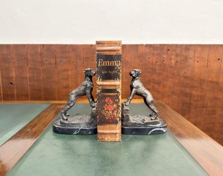 Bronzen Franse Boekensteunen van Boxer Honden, Antiek en Kunst, Antiek | Kantoor en Zakelijk, Ophalen of Verzenden