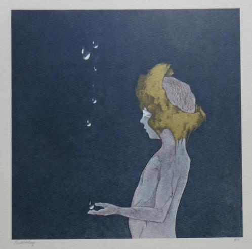 WALTER BREMS / PORTRET KIND / KLEURLITHO / 69x50cm / SIG, Antiek en Kunst, Kunst | Litho's en Zeefdrukken, Ophalen of Verzenden