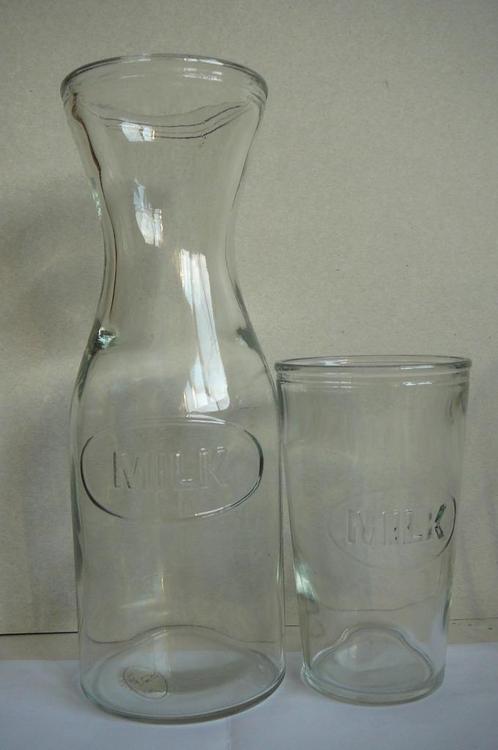 fles en glas " Milk " glas, Huis en Inrichting, Keuken | Servies, Nieuw, Glas of Glazen, Effen, Glas, Ophalen of Verzenden