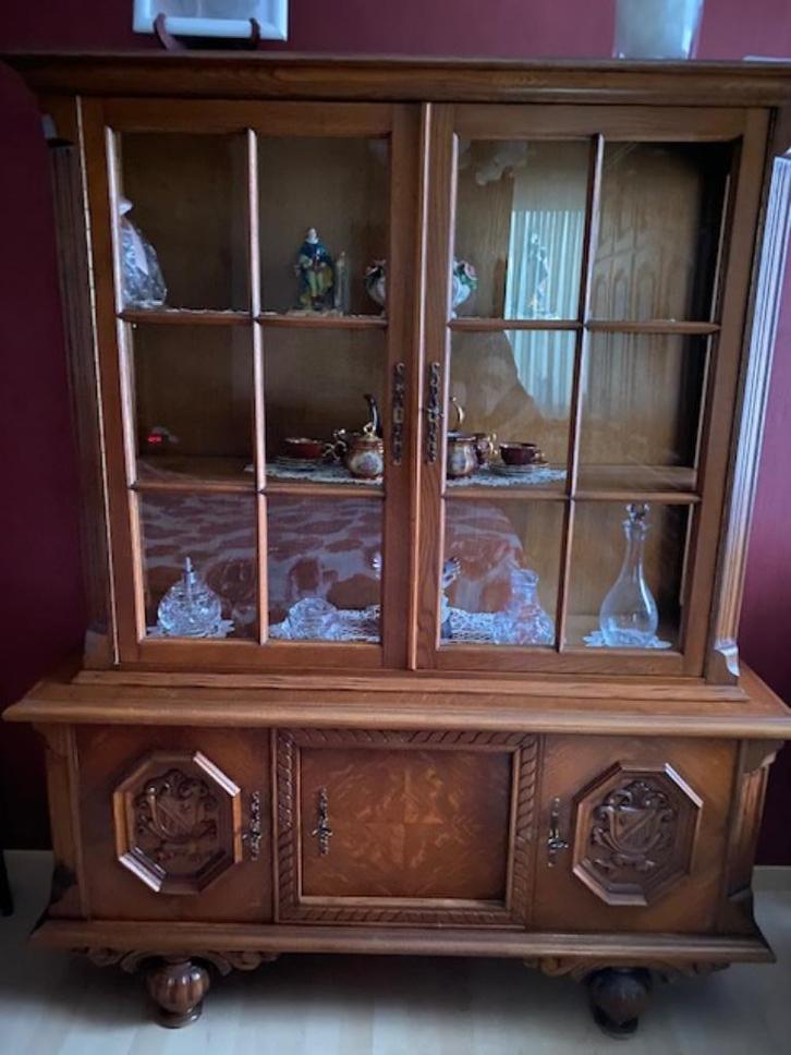 Vitrine of boekenkast in eik, perfecte staat, Antiek en Kunst, Antiek | Meubels | Kasten, Ophalen