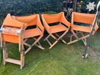 4 mooie vintage regisseurs tuinstoelen in hardhout, Ophalen, Zo goed als nieuw, Hardhout