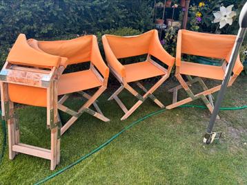 4 mooie vintage regisseurs tuinstoelen in hardhout, Enlèvement, Comme neuf, Bois dur