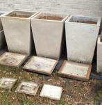 3x Extra Large geglazuurde vorstbestendige bloempot + schaal, Ophalen of Verzenden, Tuin