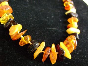 vintage amber multicolor halsketting barnsteen