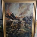 Rare grande huile sur toile datée de 1944, Antiek en Kunst, Ophalen of Verzenden