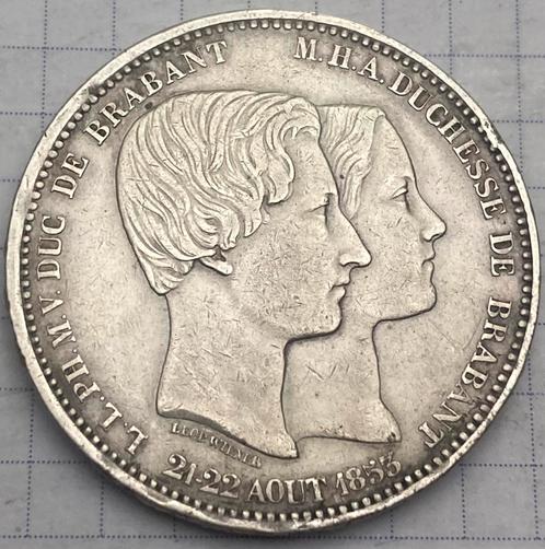 5 Franc 1853 , Marriage / Huwelijk Leopold 1, Postzegels en Munten, Munten | België, Ophalen of Verzenden