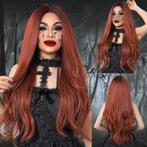 Carnaval Gothic Luxe pruik lang haar koperrood zonder pony, Verzenden, Nieuw, Pruik of Haarverlenging