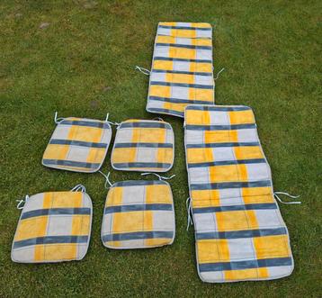 6 kussens voor tuinstoelen geel - grijs beschikbaar voor biedingen