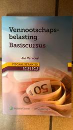 Vennootschapsbelasting Basiscursus fiscaal stramien 18-19, Jos Vervoort, Ophalen of Verzenden, Zo goed als nieuw, Hogeschool