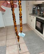 Tesbih 10mm/9mm geperste barnsteen met stalen kwast – 3 halv, Enlèvement ou Envoi