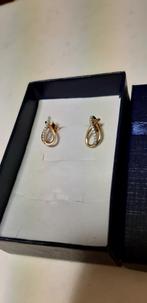18-karaats gouden oorbellen met echte diamanten, Handtassen en Accessoires, Oorbellen, Goud, Goud, Ophalen of Verzenden, Zo goed als nieuw