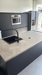Moderne greeploze matzwarte eilandkeuken GEDEMONTEERD, Zwart, Overige typen, Ophalen of Verzenden, Zo goed als nieuw