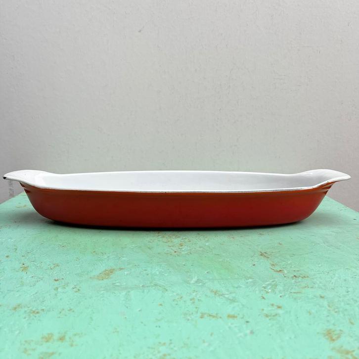 Vintage geëmailleerde gietijzeren ovenschaal visschaal FE 3, Huis en Inrichting, Keuken | Keukenbenodigdheden, Gebruikt, Ophalen of Verzenden