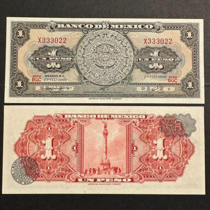 Mexique - 1 pesos 1969 - P 59K - UNC - 1056 (3), Timbres & Monnaies, Billets de banque | Amérique, Billets en vrac, Amérique du Sud