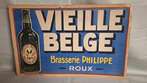 Enseigne publicitaire Vieille Belge Brasserie Philippe Roux, Collections, Marques & Objets publicitaires, Utilisé, Panneau publicitaire