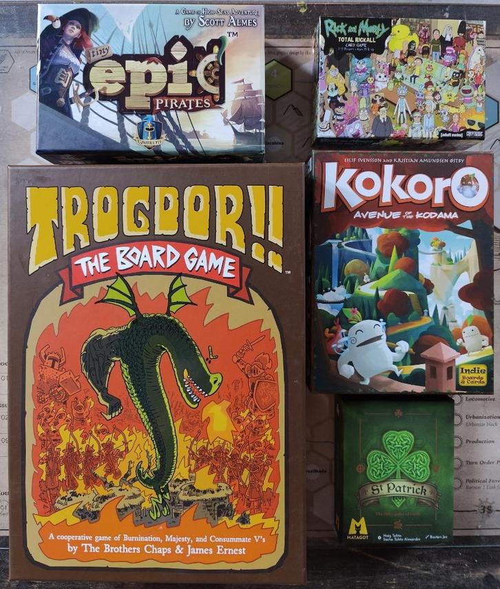 Tiny Epic Pirates, Kokoro, St Patrick & Trogdor, Hobby en Vrije tijd, Gezelschapsspellen | Bordspellen, Gebruikt, Een of twee spelers