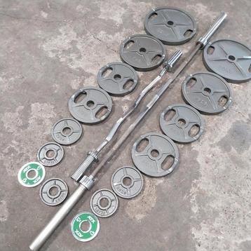 120 kilo Olympische Gewichten set +2  Olympische barbells  beschikbaar voor biedingen