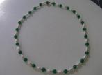 Vintage Ketting met echte Zoetwaterparel, Groene Jade, Ophalen of Verzenden