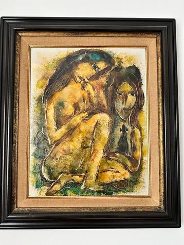 Schilderij van Calvin Burnett  – Zeldzaam expressief werk beschikbaar voor biedingen