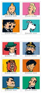 10 timbres Tintin de 2014 - Hergé - Etat neuf, Collections, Tintin, Enlèvement ou Envoi, Neuf