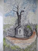 'Kapelleke BERTEM' aquarelle pastel  ca1979 Vanden Brande, Antiek en Kunst, Kunst | Schilderijen | Klassiek, Ophalen of Verzenden