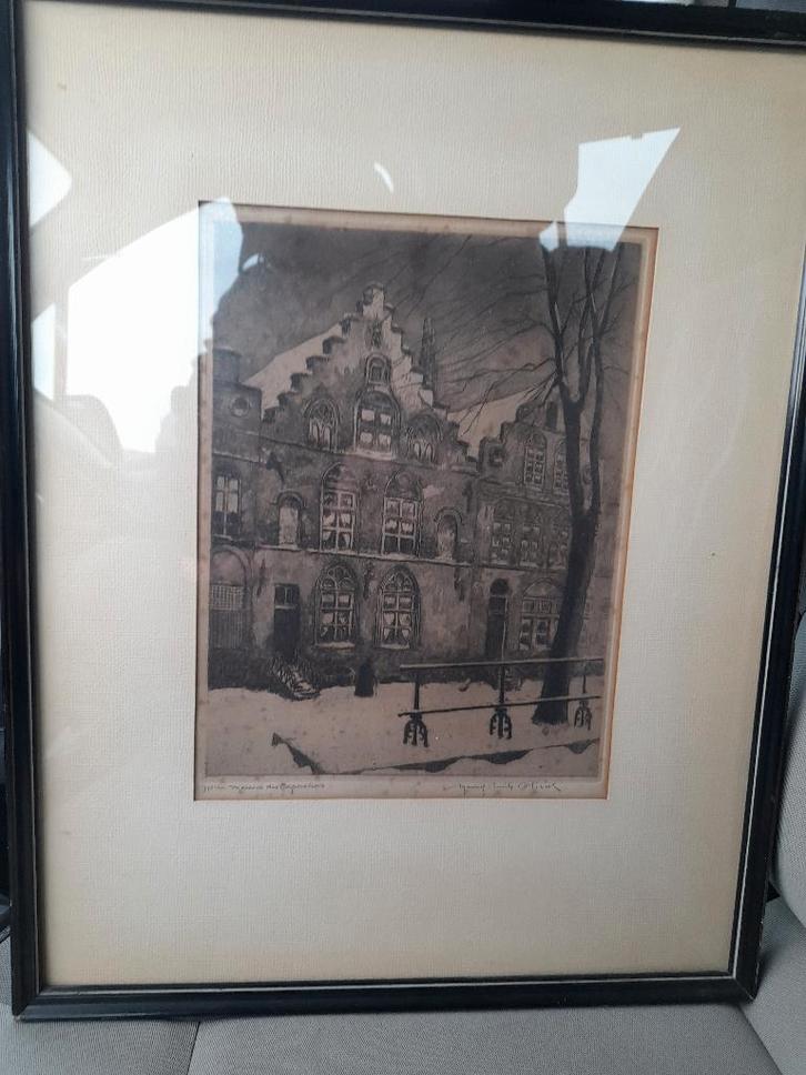 ets, Ieper, Emile Brieck, Antiek en Kunst, Kunst | Etsen en Gravures, Ophalen
