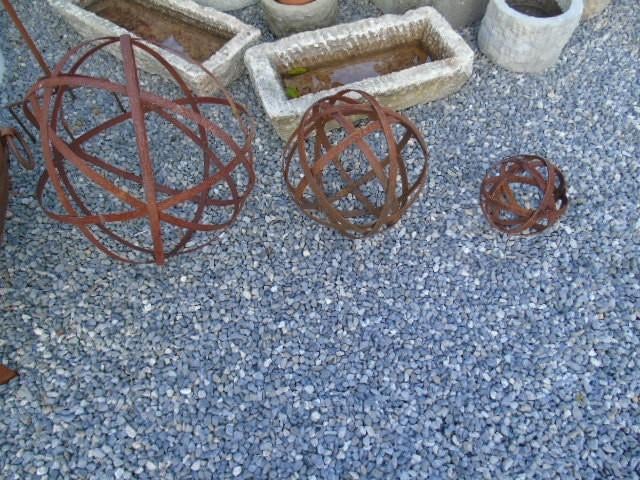 boule f-forgé patinée rouillé , lot de 3 pcs ., Jardin & Terrasse, Enlèvement, Neuf, Métal, Autres types