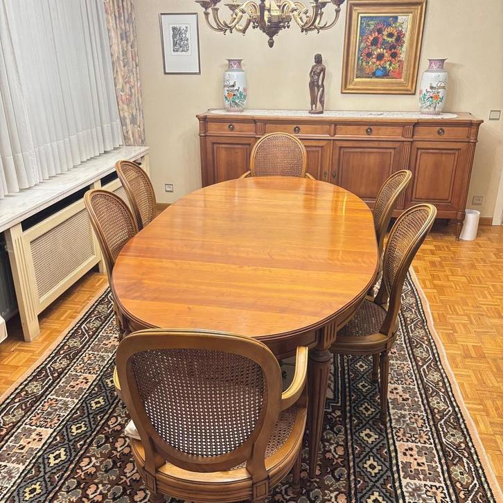 Table en cerisier avec 4 chaises et 2 accoudoirs 6 pièces), Maison & Meubles, Tables | Tables de salon, Utilisé, Enlèvement