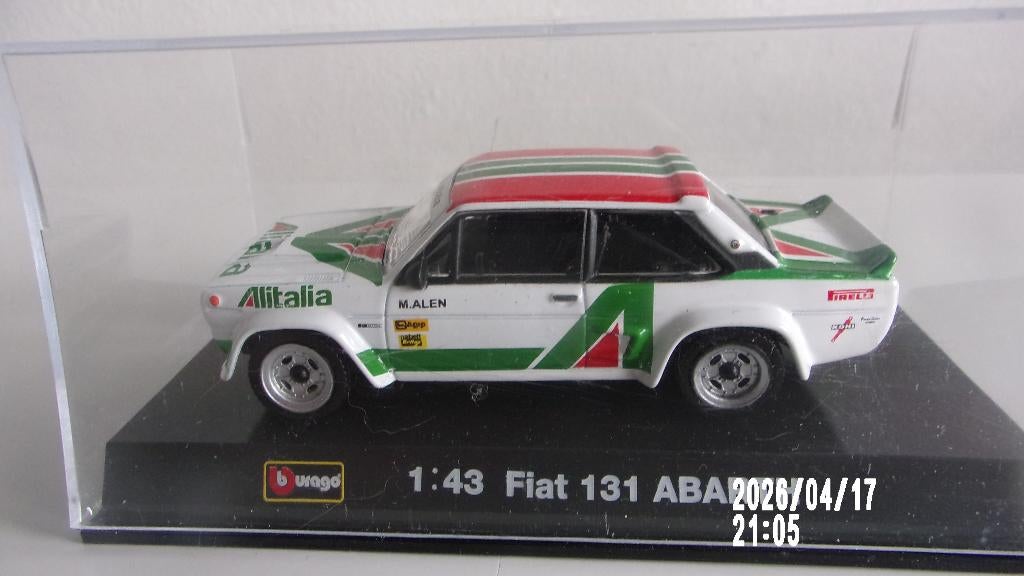 FIAT 131 ABARTH Markku ALEN.BURAGO 1/43 IMPEC,VITRINE, Ophalen of Verzenden, Zo goed als nieuw, Auto, Overige merken
