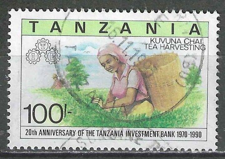 Tanzania 1991 - Yvert 657 - Theeplukken  (ST), Postzegels en Munten, Postzegels | Afrika, Verzenden, Tanzania, Gestempeld