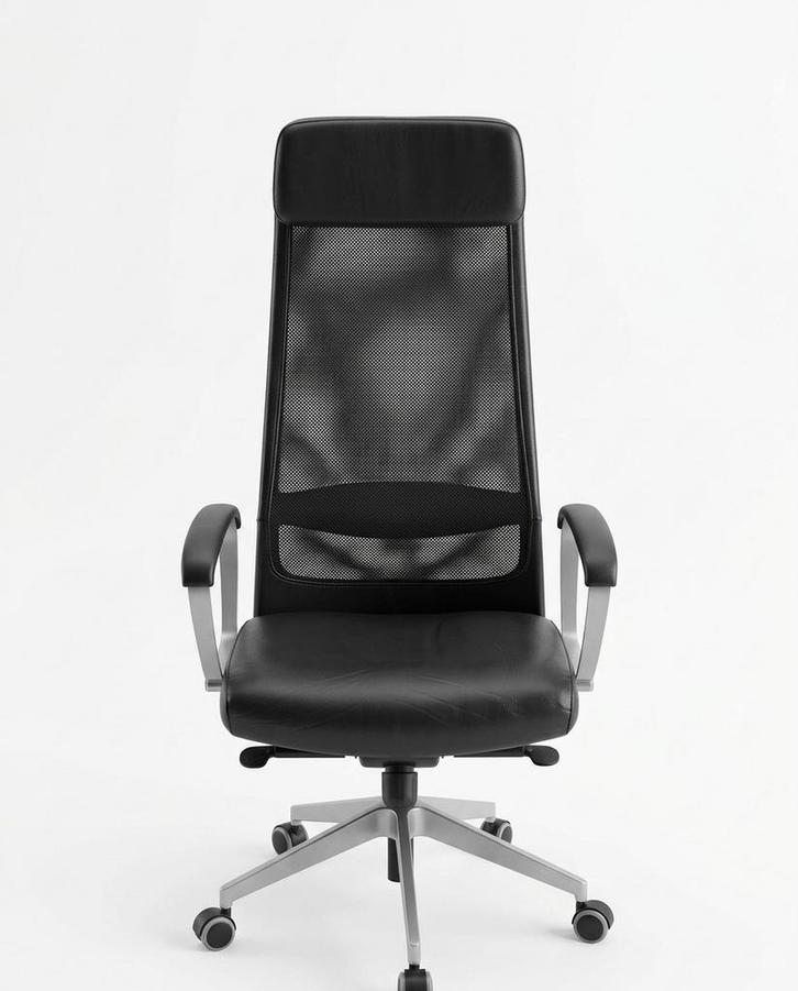 Chaise de bureau IKEA JÄRVFJÄLLET - Cuir noir (Glose), Maison & Meubles, Chaises de bureau, Chaise de bureau, Gris, Enlèvement