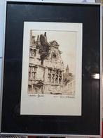 G. Langie; ets: 'Oude Gevel', Gentse kunstenaar, Ophalen of Verzenden