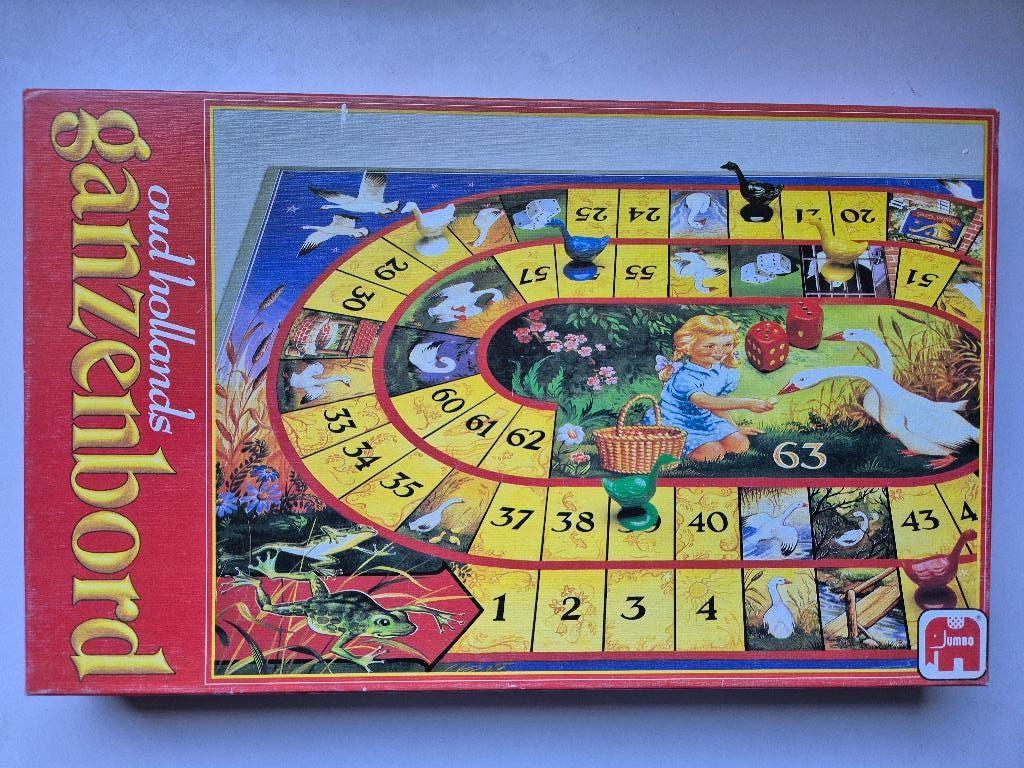 Oud Hollands ganzenbord, Hobby en Vrije tijd, Gezelschapsspellen | Bordspellen, Zo goed als nieuw, Een of twee spelers, Drie of vier spelers