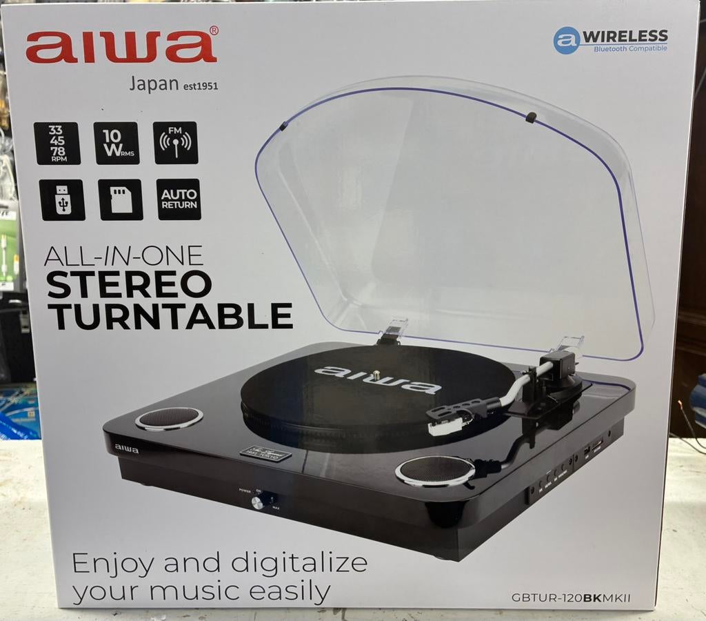 AIWA GBTUR-120BKMKII nieuw/neuf (verzegeld/scellé) €150, TV, Hi-fi & Vidéo, Tourne-disques, Enlèvement, Comme neuf, Tourne-disque