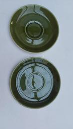 2 koffiekopjes Boch La Louvière Belgium olijfgroen in perfec, Antiek en Kunst, Ophalen of Verzenden