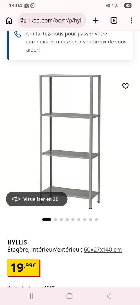 3 étagères métalliques Hyllis de chez Ikea, Enlèvement, Utilisé