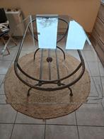 Eettafel van glas en smeedijzer., Huis en Inrichting, Ophalen, Glas