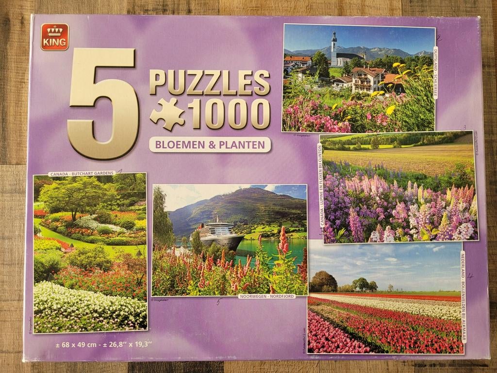 5 puzzels van 1000 stuks, Hobby en Vrije tijd, Denksport en Puzzels, Ophalen of Verzenden